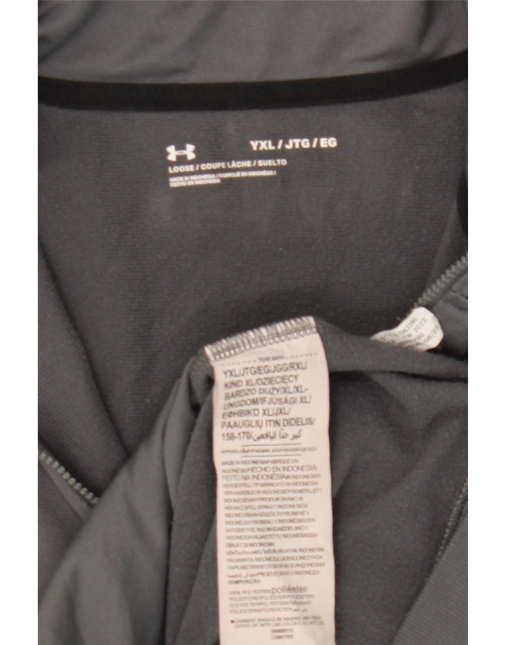 UNDER ARMOUR Boys Tracksuit Top Jacket 13-14 Years XL Grey Colourblock