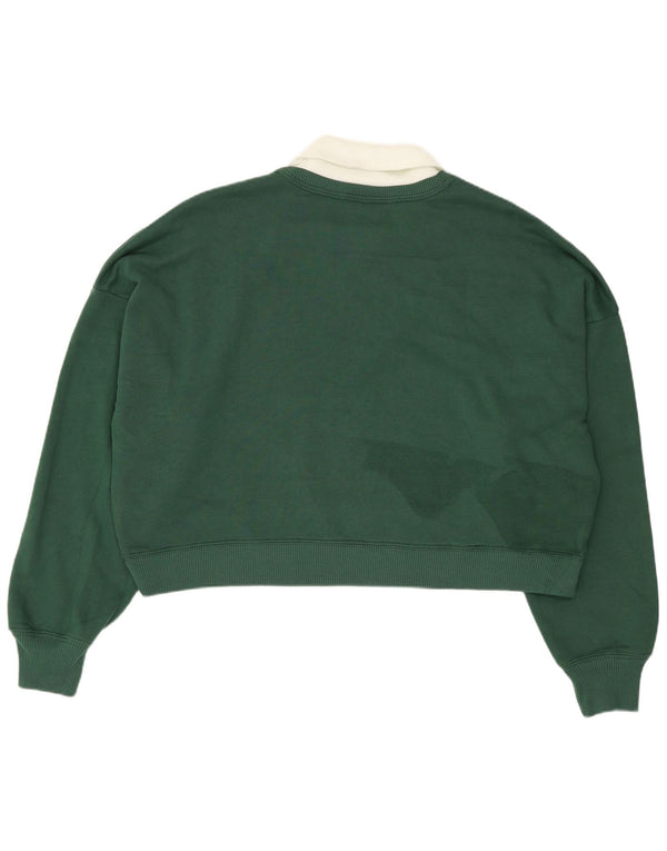 Hollister Womens Crop Oversized Sweatshirt Jumper UK 14 Medium Green Bomuld
