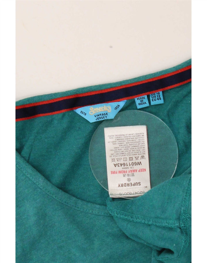 Superdry Damevest Top UK 16 Stor Grøn Bomuld