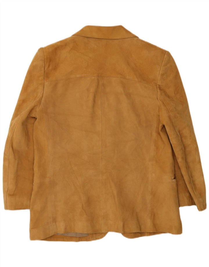 Monpel Dame 2-knaps Ruskind Blazer Jacket IT 48 XL Beige Læder