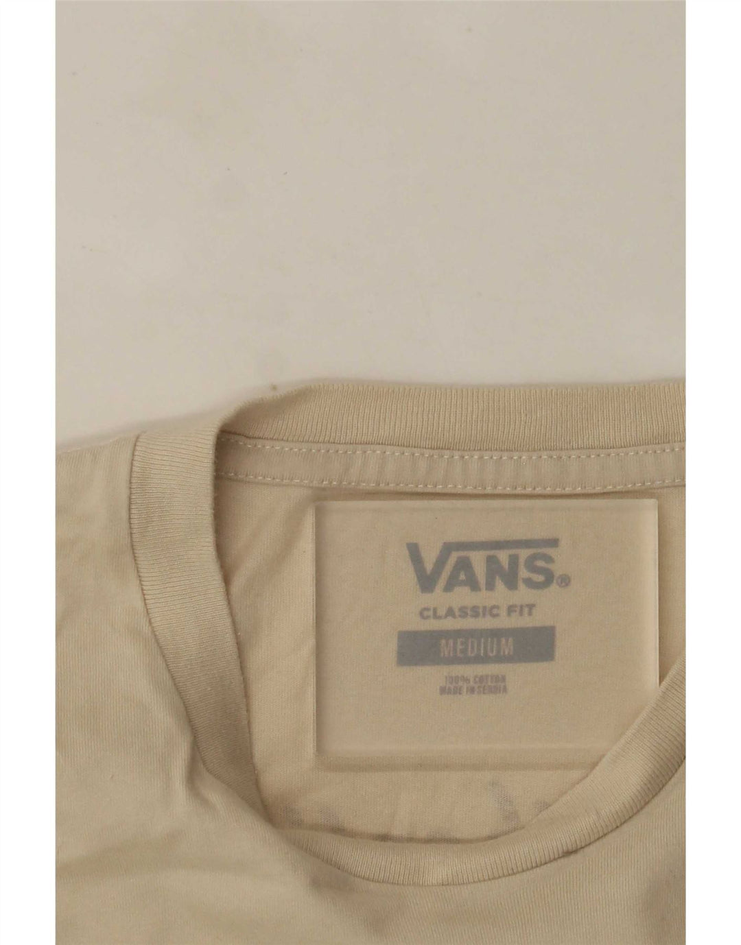 Vans Herre Classic Fit Grafisk T-Shirt Top Medium Beige Bomuld