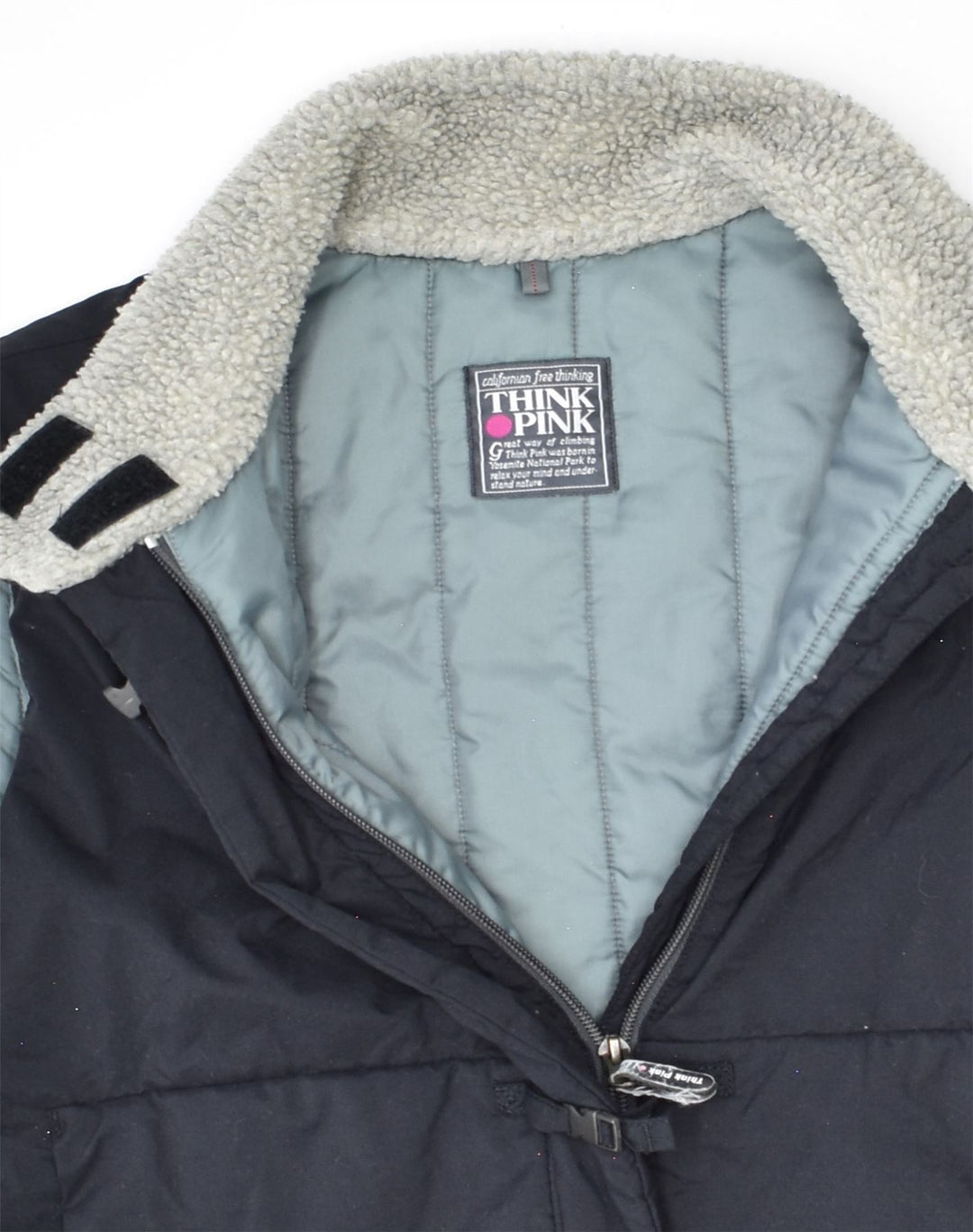 THINK PINK Womens Padded Gilet UK 14 Large Navy Blue Polyester | Vintage Think Pink | Thrift | Second-Hand Think Pink | Used Clothing | Messina Hembry 