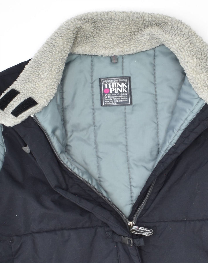 THINK PINK Womens Padded Gilet UK 14 Large Navy Blue Polyester | Vintage Think Pink | Thrift | Second-Hand Think Pink | Used Clothing | Messina Hembry 