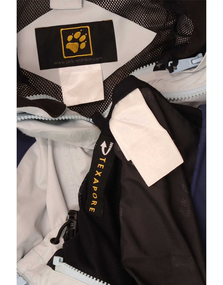 Jack Wolfskin Dame Regnjakke med hætte UK 14 Medium Blue Colourblock