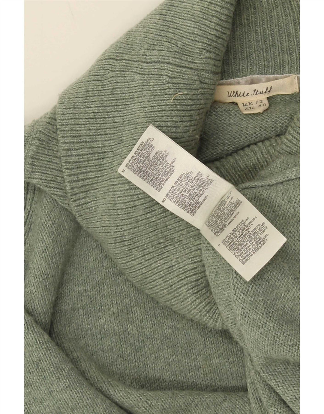 White Stuff Dame Oversized Roll Neck Jumper Sweater UK 12 Medium Green