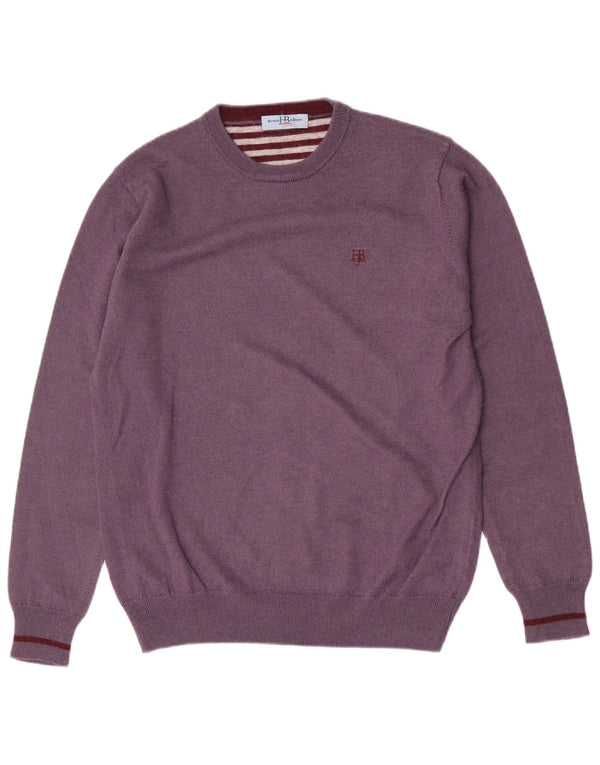 Harmont & Blaine Herre sweater med rund hals, medium lilla uld