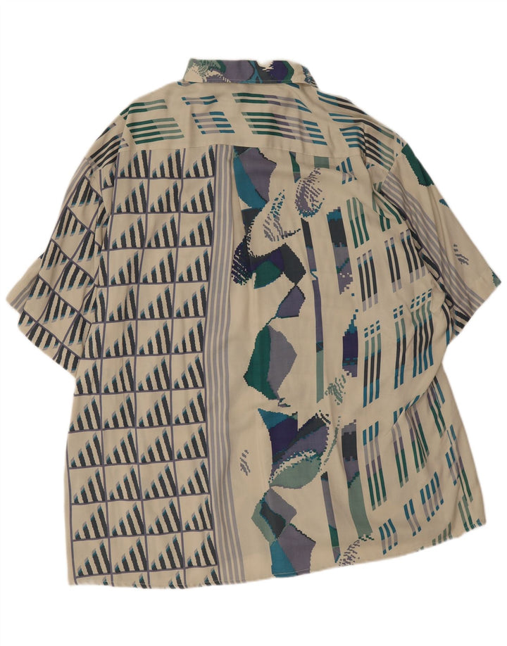 Leonardo Kortærmet Herreskjorte Størrelse 45/46 2XL Hvid Geometrisk