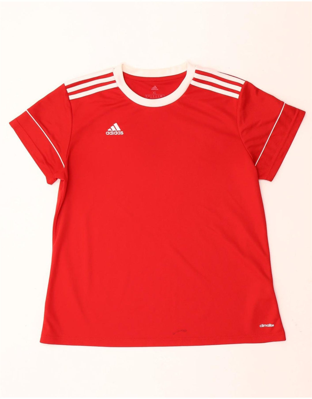 ADIDAS Dame Climalite T-Shirt Top UK 20/22 XL Rød Polyester