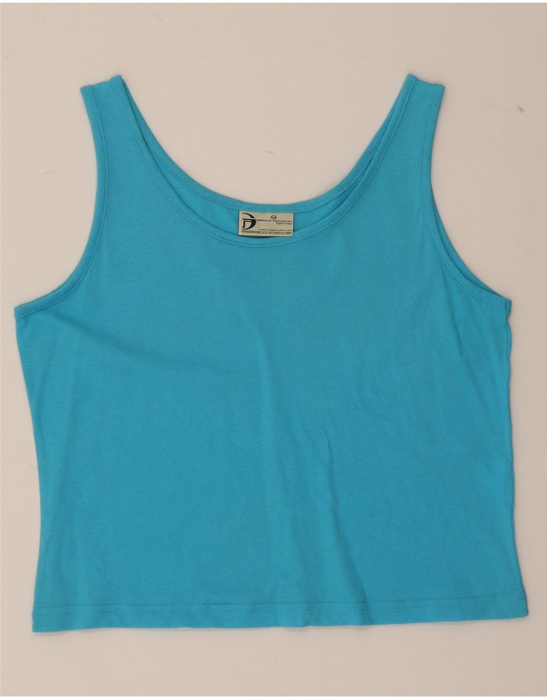 SERGIO TACCHINI Womens Crop Cami Top UK 18 XL Blue Cotton Vintage Sergio Tacchini and Second-Hand Sergio Tacchini from Messina Hembry 