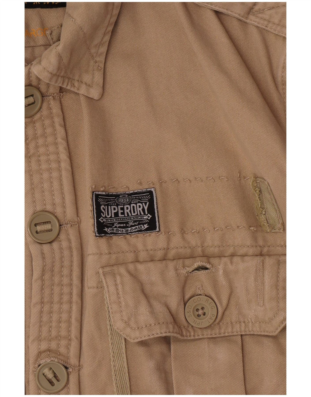 Superdry Militærskjorte til mænd Stor beige bomuld