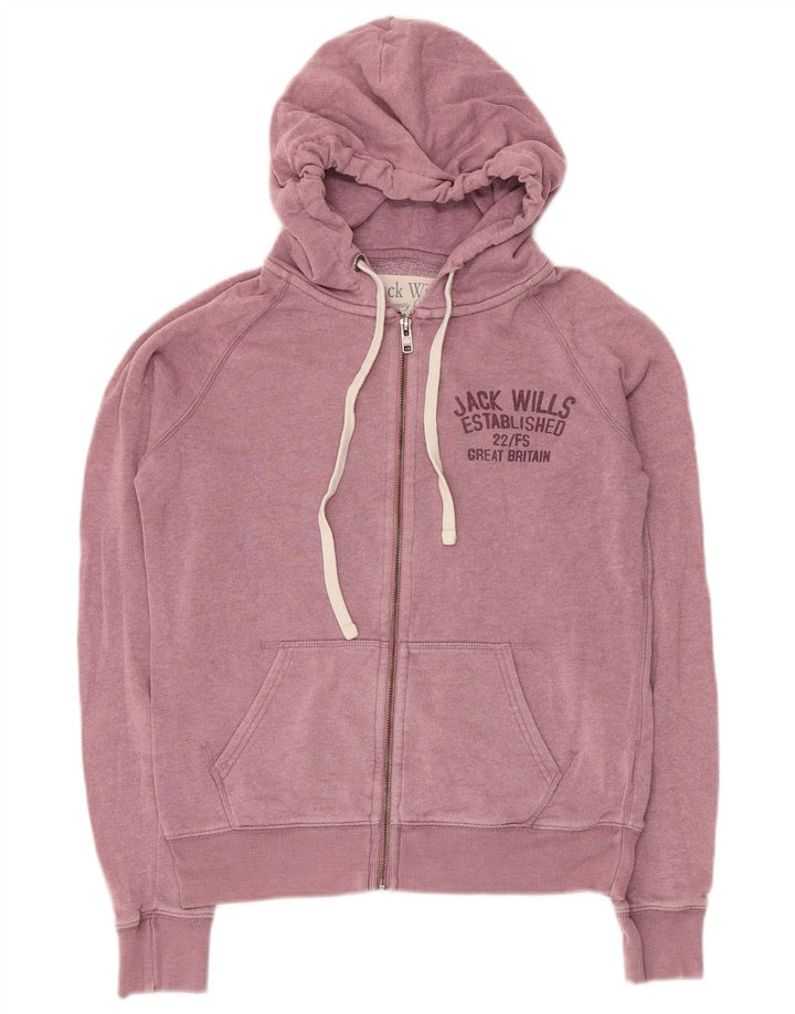 Jack Wills Dame Grafisk Hættetrøje Sweater UK 10 Lille Pink Polyester