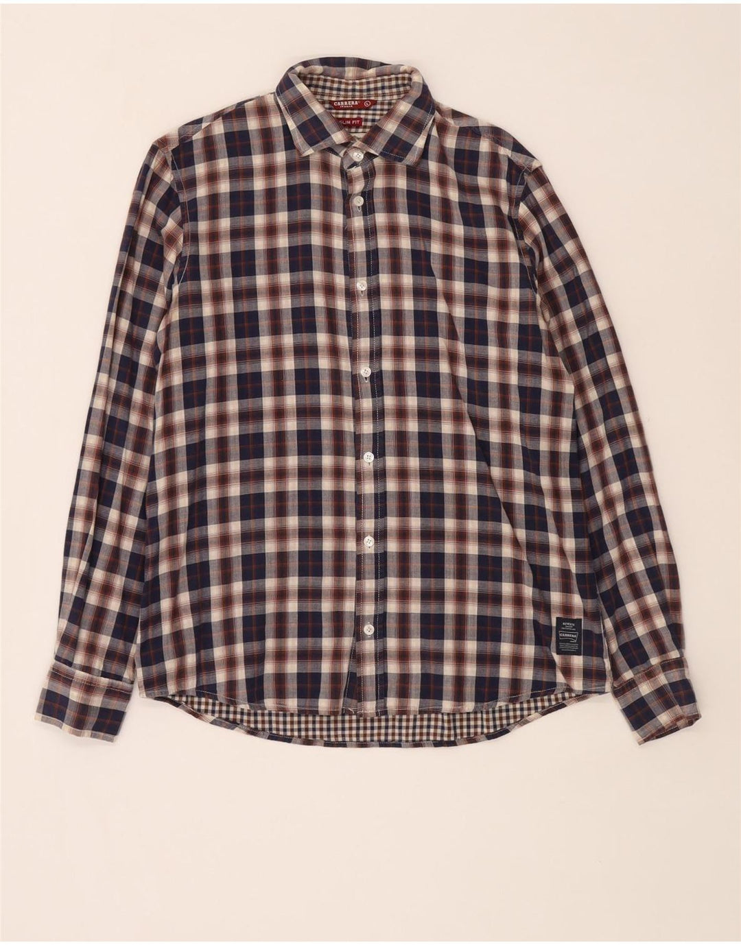 Carrera Slim Fit skjorte til mænd, stor marineblå plaid