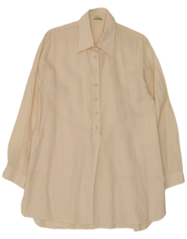 Benetton Womens Shirt Dress UK 16 Large Off White Ramie