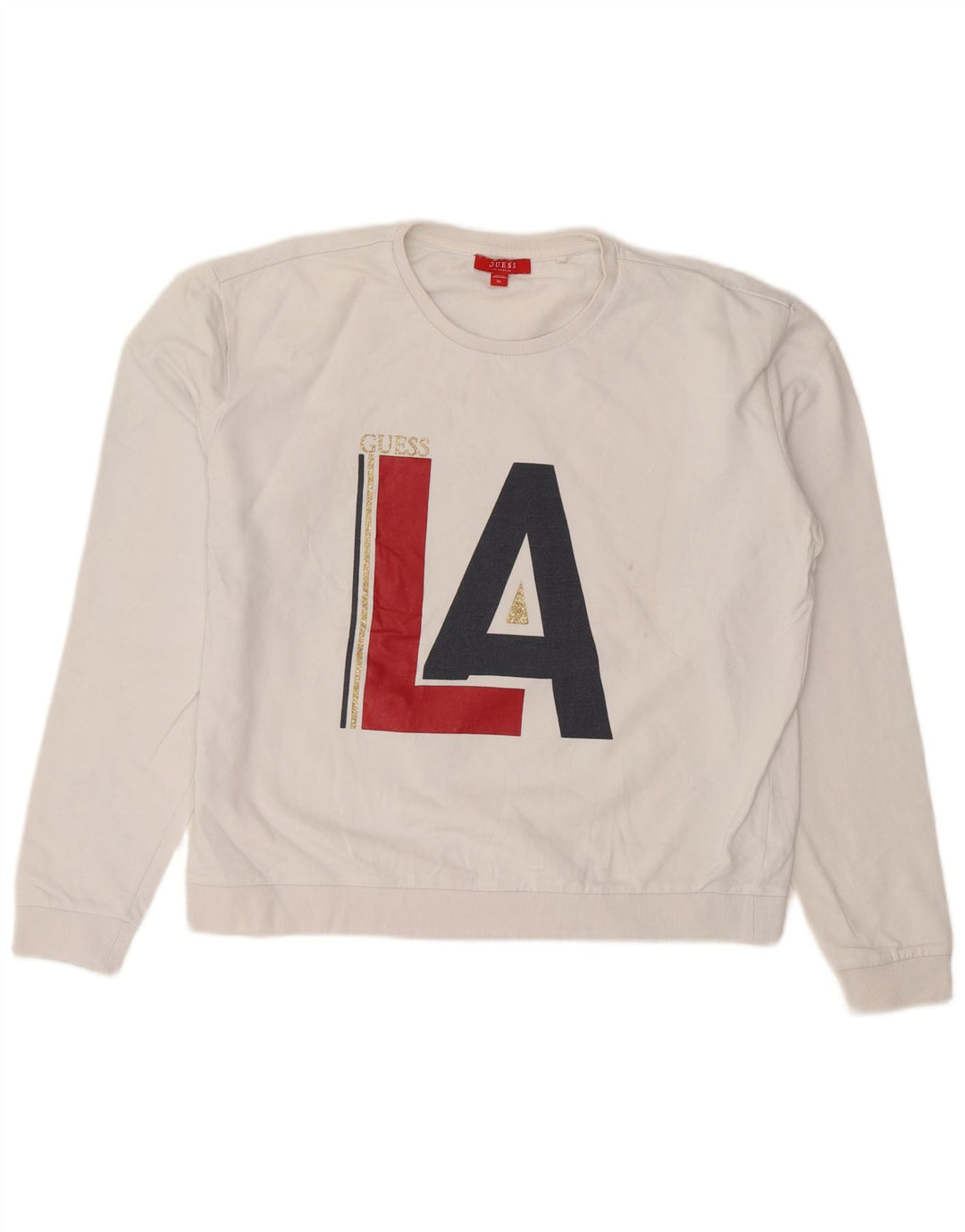 Guess Graphic Sweatshirt Jumper UK 16 Stor hvid bomuld