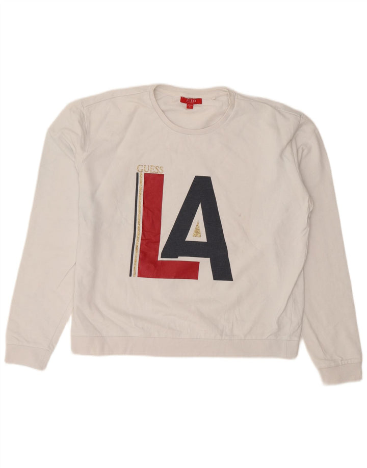 Guess Graphic Sweatshirt Jumper UK 16 Stor hvid bomuld
