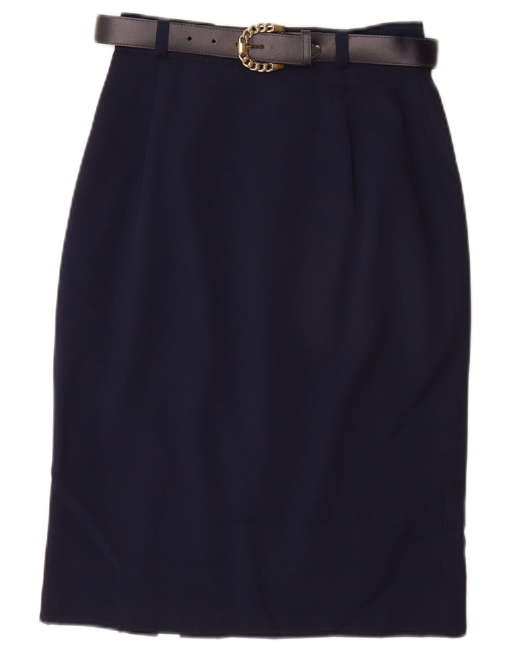 VINTAGE Pencil Nederdel til kvinder UK 10 Small W26 Navy Blue Polyester