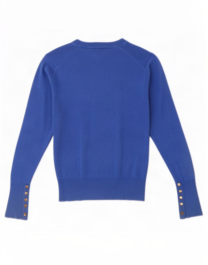 Zara Dame Boat Neck Jumper Sweater UK 12 Medium Blue Viscose