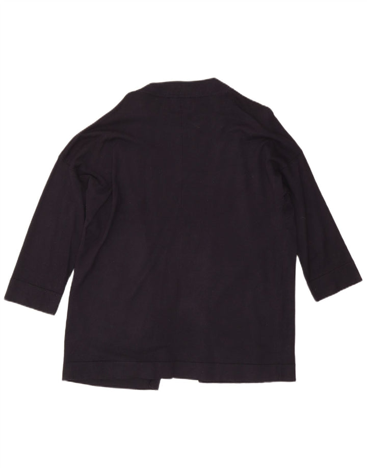Zara Dame 3/4 ærmet åben cardigan sweater UK 16 Large Navy Blue