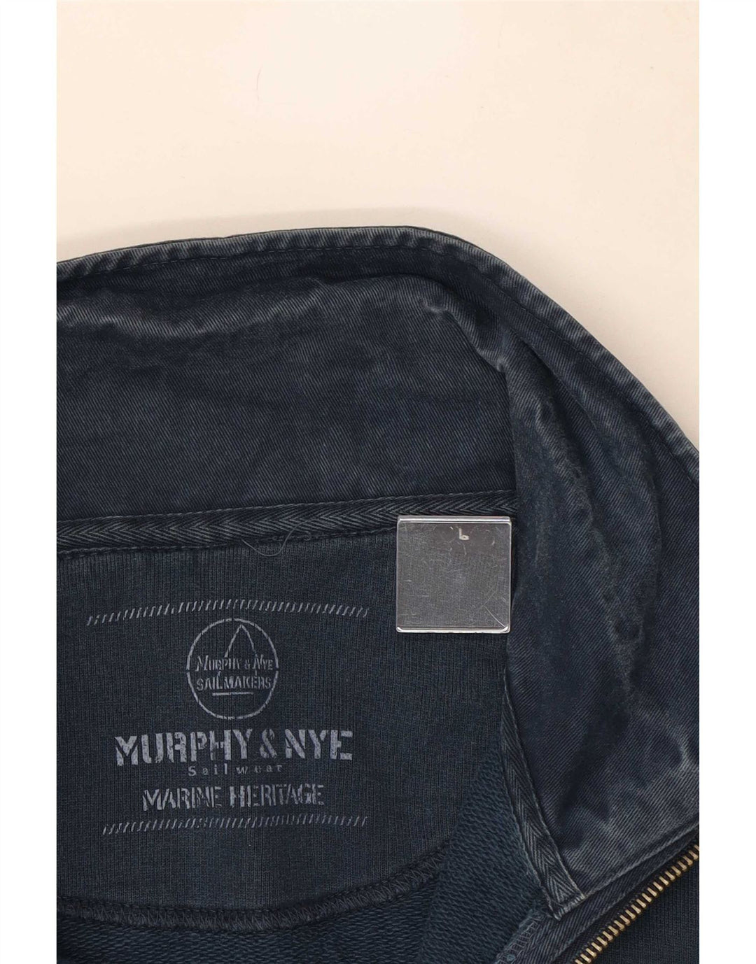 Murphy & Nye Herre Zip Neck Sweatshirt Jumper Large Navy Blue Bomuld