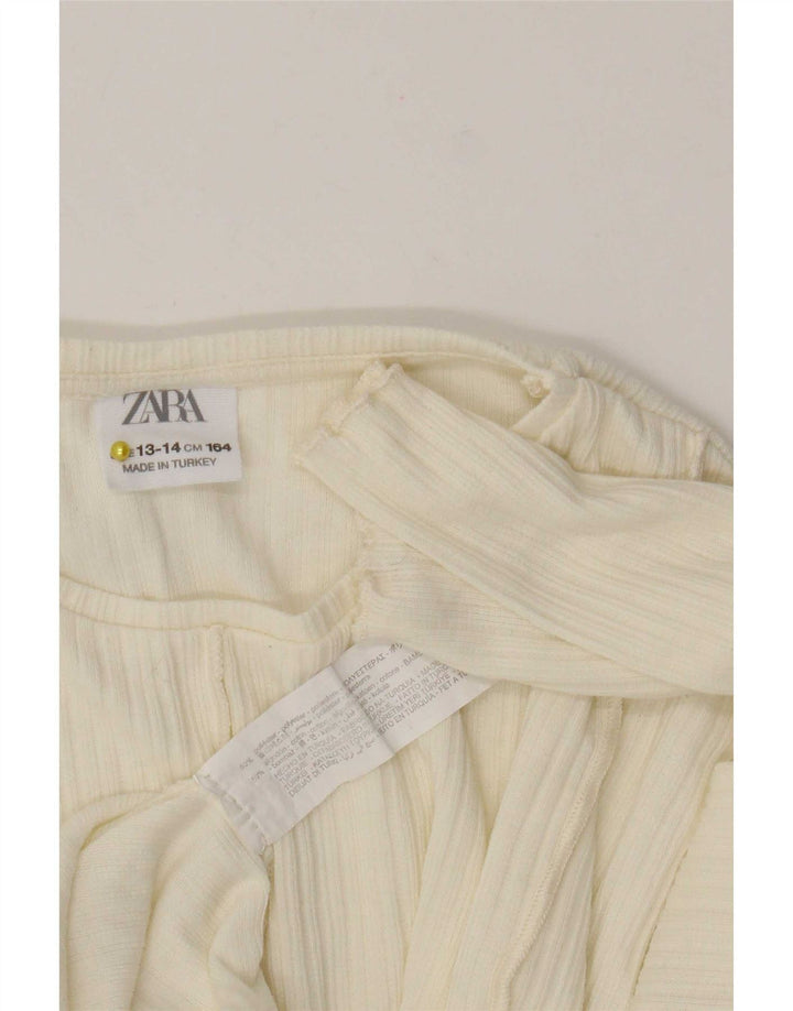 Zara Girl Top Langærmet 13-14 År Hvid Polyester