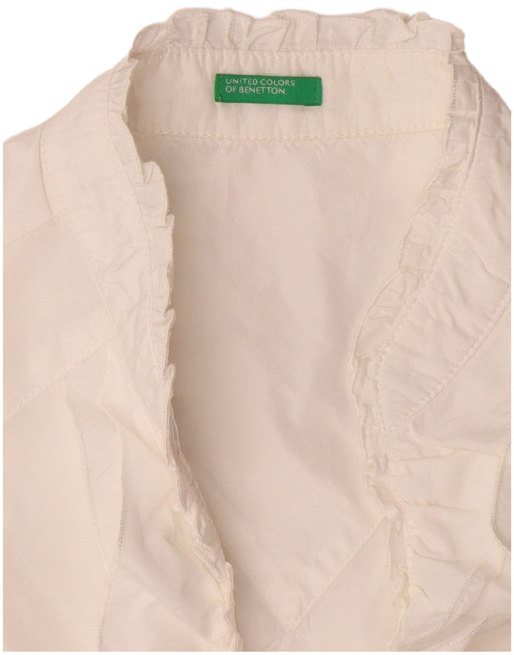 Benetton Womens Flæse foran ærmeløs skjortebluse UK 14 Medium White