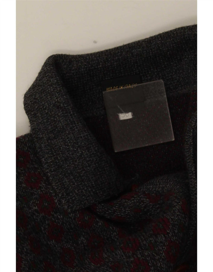 Viky Tricot Herre Polo Neck Jumper Sweater IT 50 Medium Grå Geometrisk