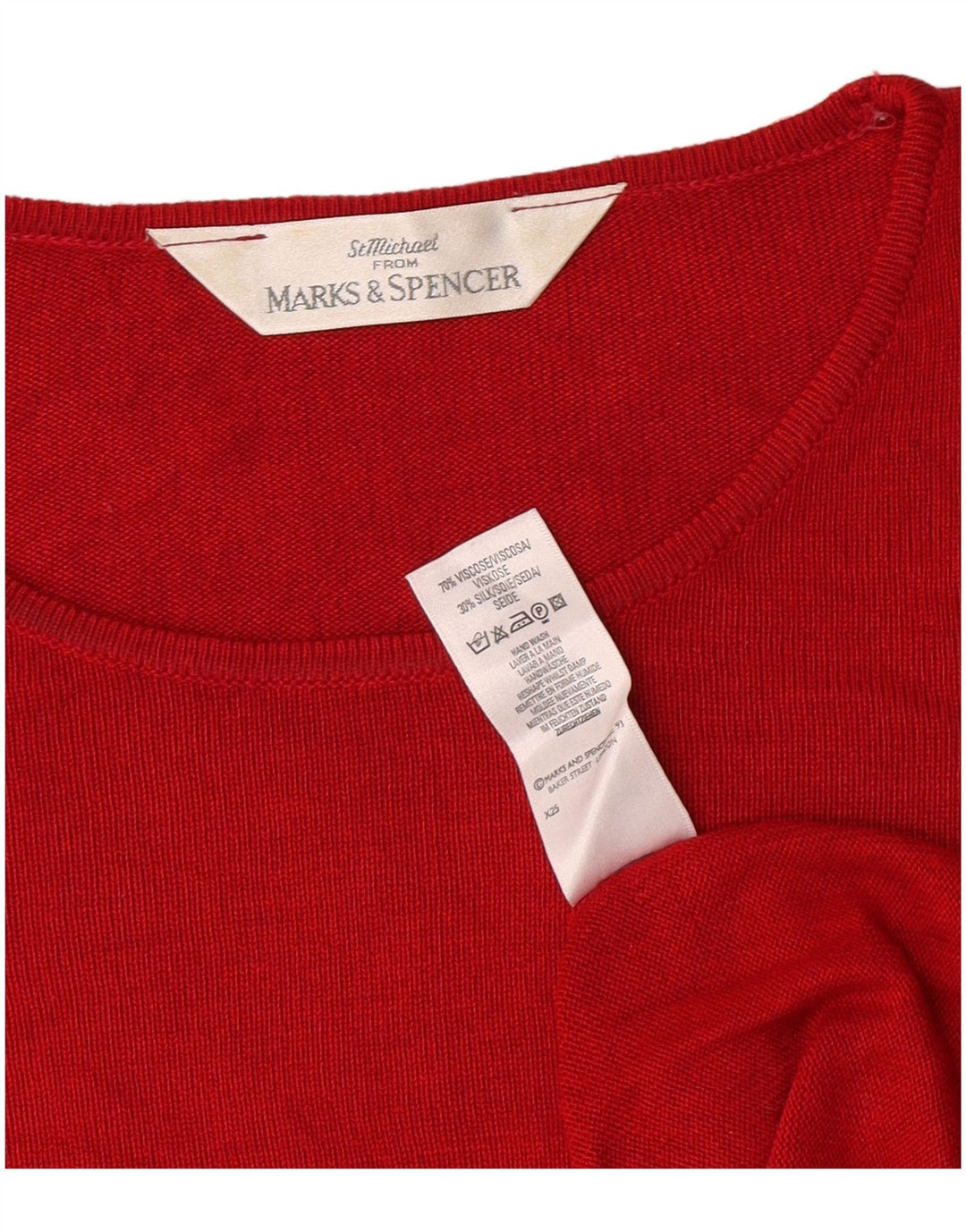 Marks & Spencer T-shirt top til kvinder DK 14 Stor rød viskose