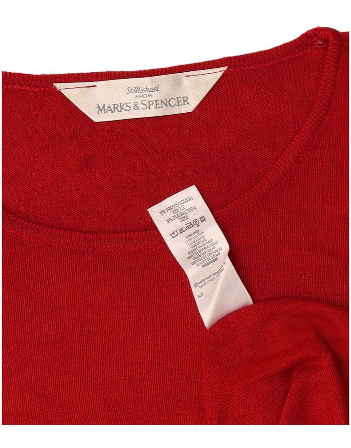 Marks & Spencer T-shirt top til kvinder DK 14 Stor rød viskose