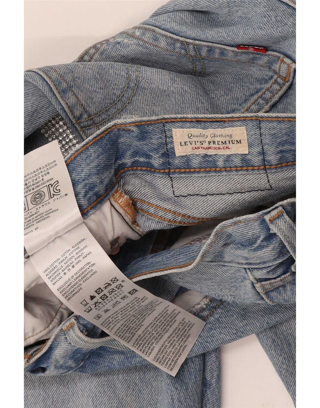 Levi's Dame 501 Distressed Straight Jeans W29 L28 Blå Bomuld