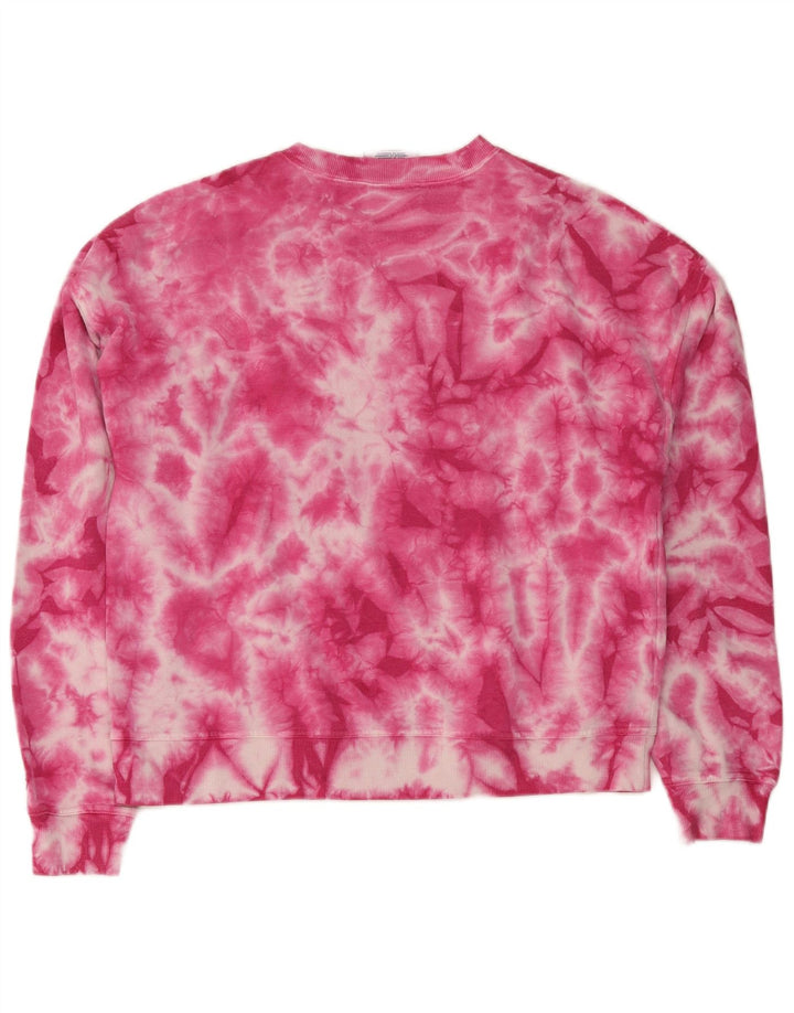 Champion Womens Oversized Sweatshirt Jumper UK 14 Medium Pink Tie Dye