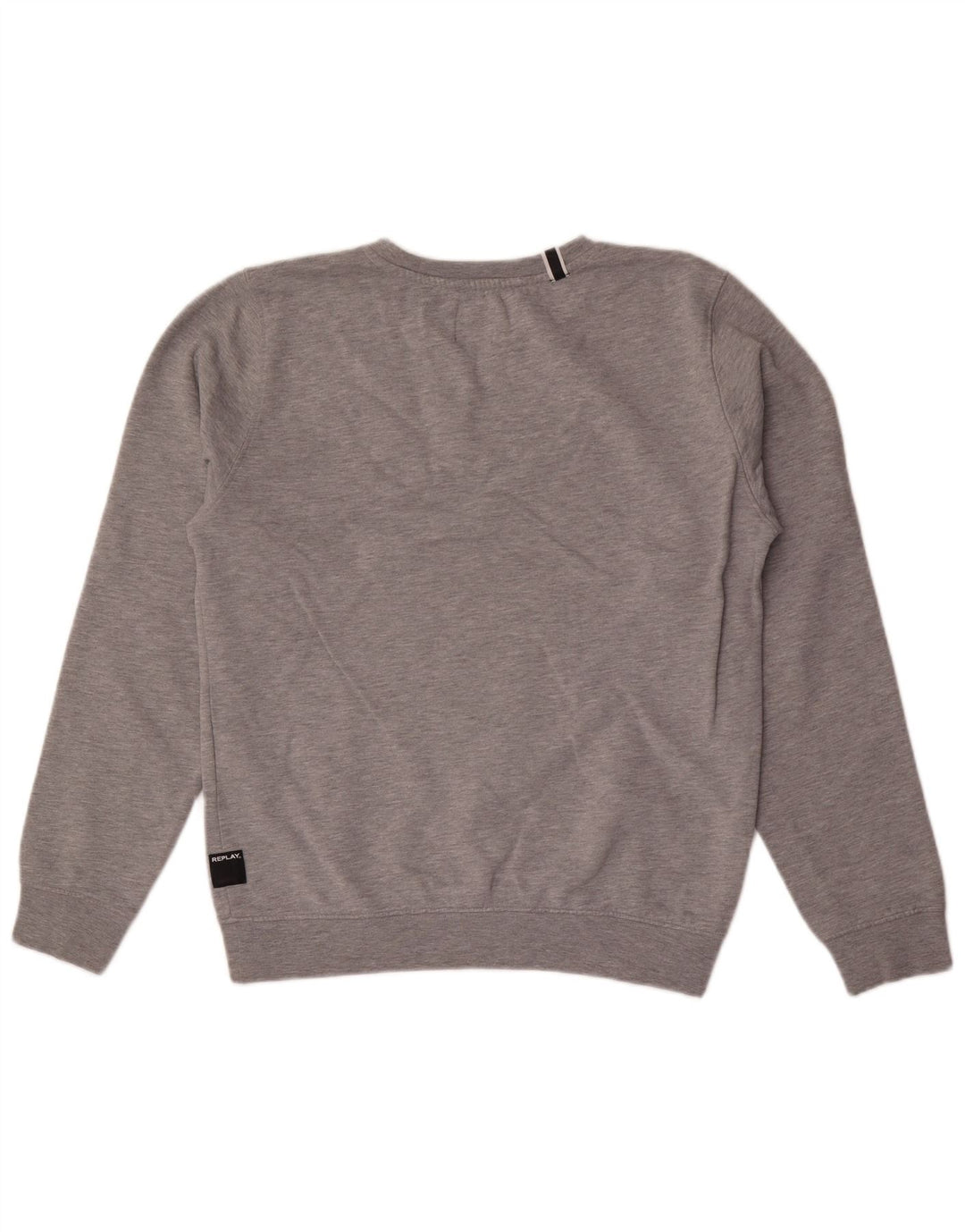Replay Herre Grafisk Sweatshirt Jumper Medium Grey Flecked Bomuld