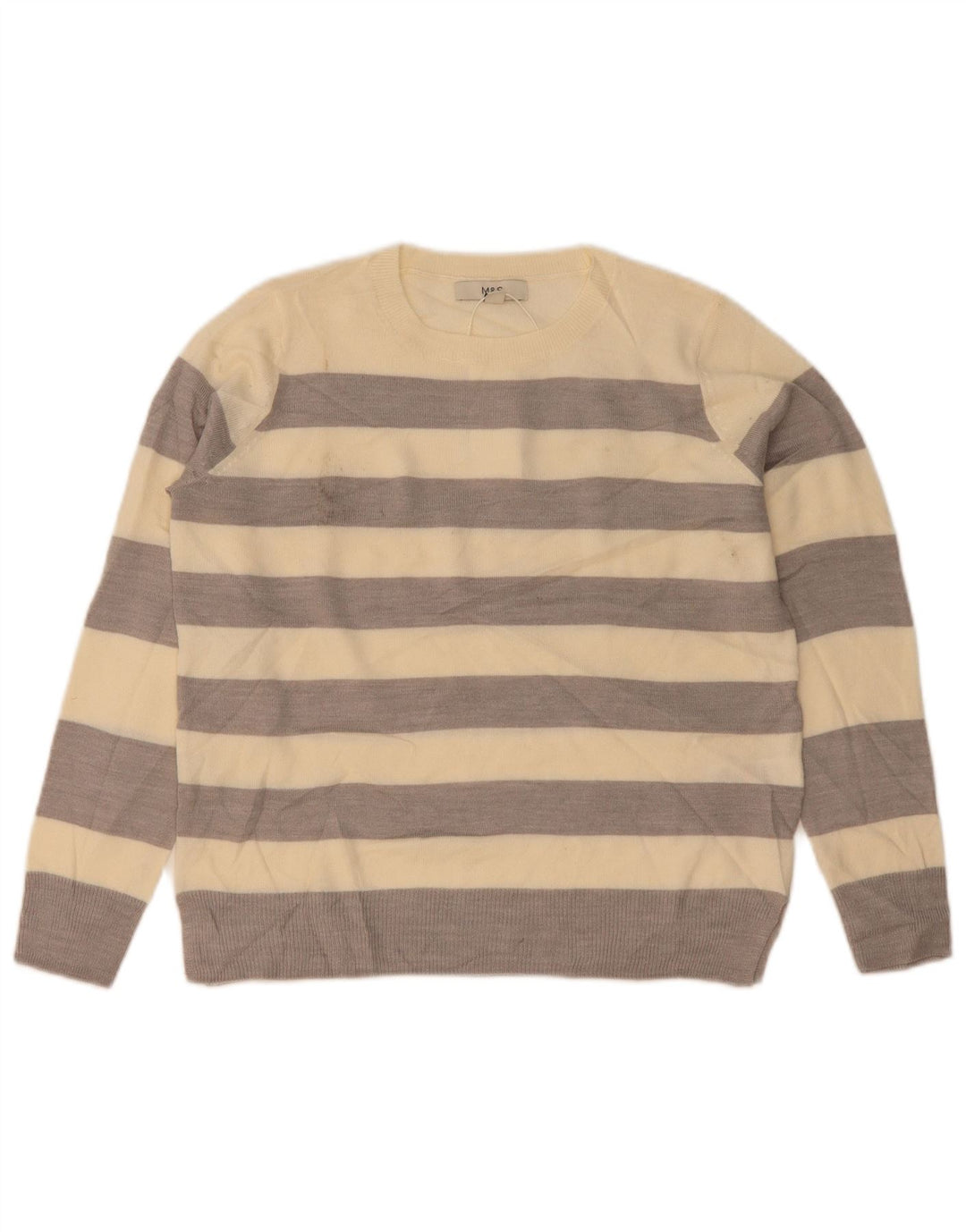 Marks & Spencer Dame sweater med rund hals DK 10 Små beige stribet