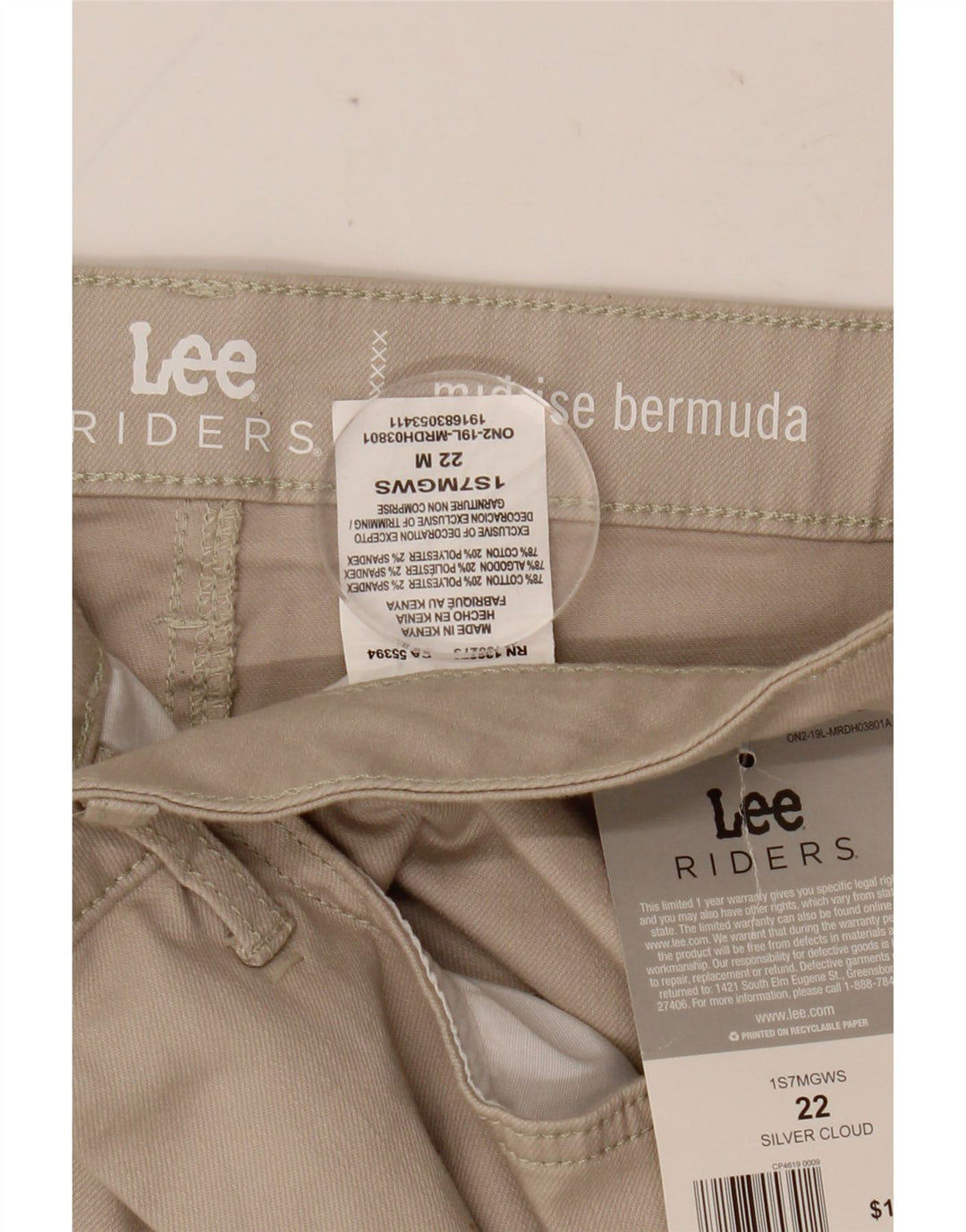LEE kvinders ryttere mellemhøje bermudashorts US 22 3XL W44 beige bomuld