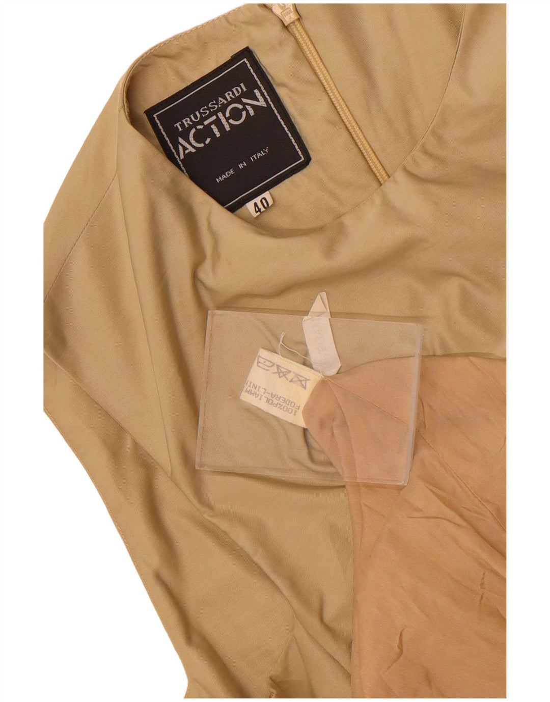 Trussardi Dame Ærmeløs Skede Kjole IT 40 Lille Beige Polyamid
