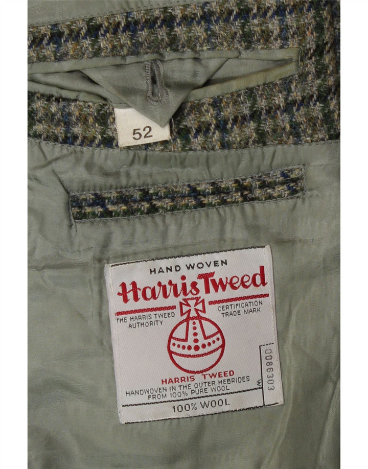 Harris Tweed Herre 2-knaps blazerjakke IT 52 XL Grøn Houndstooth Uld
