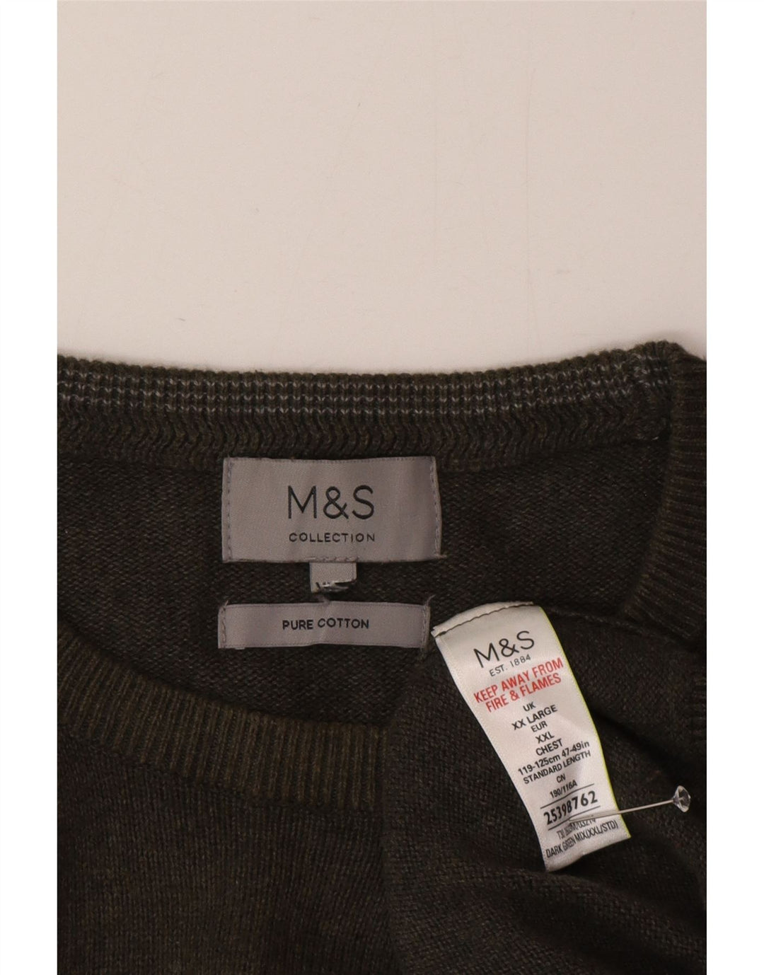 Marks & Spencer Herre sweater med rund hals 2XL grøn bomuld