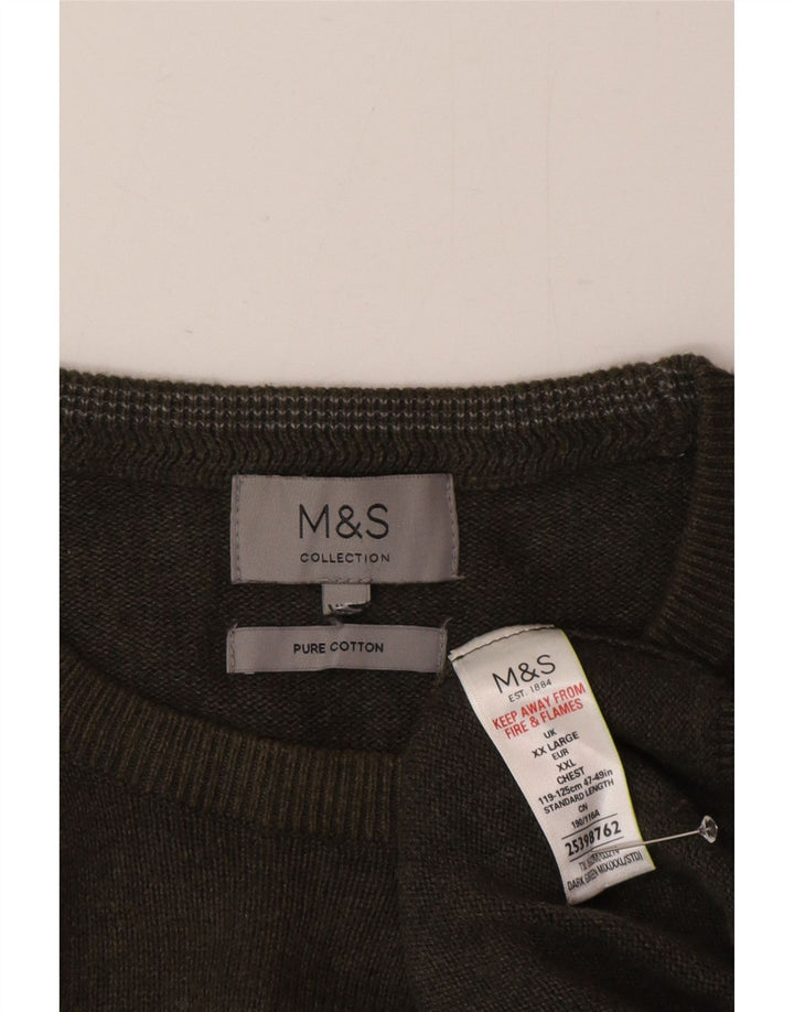 Marks & Spencer Herre sweater med rund hals 2XL grøn bomuld