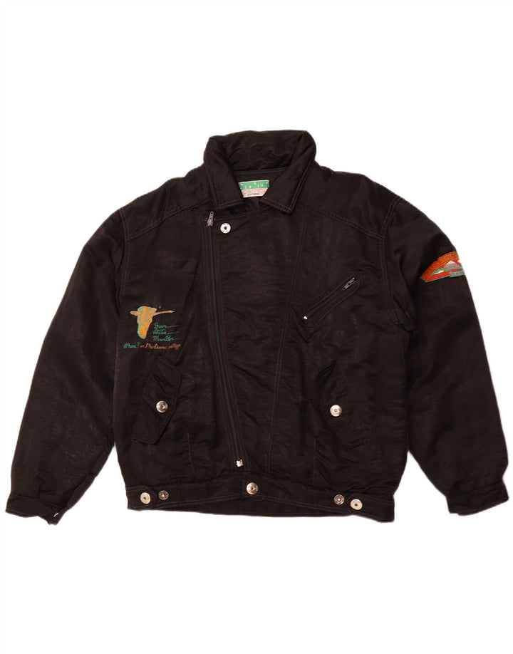 DERNIC Herre Alaska Naval Base Graphic Bomber Jacket UK 40 Large Sort 80'erne