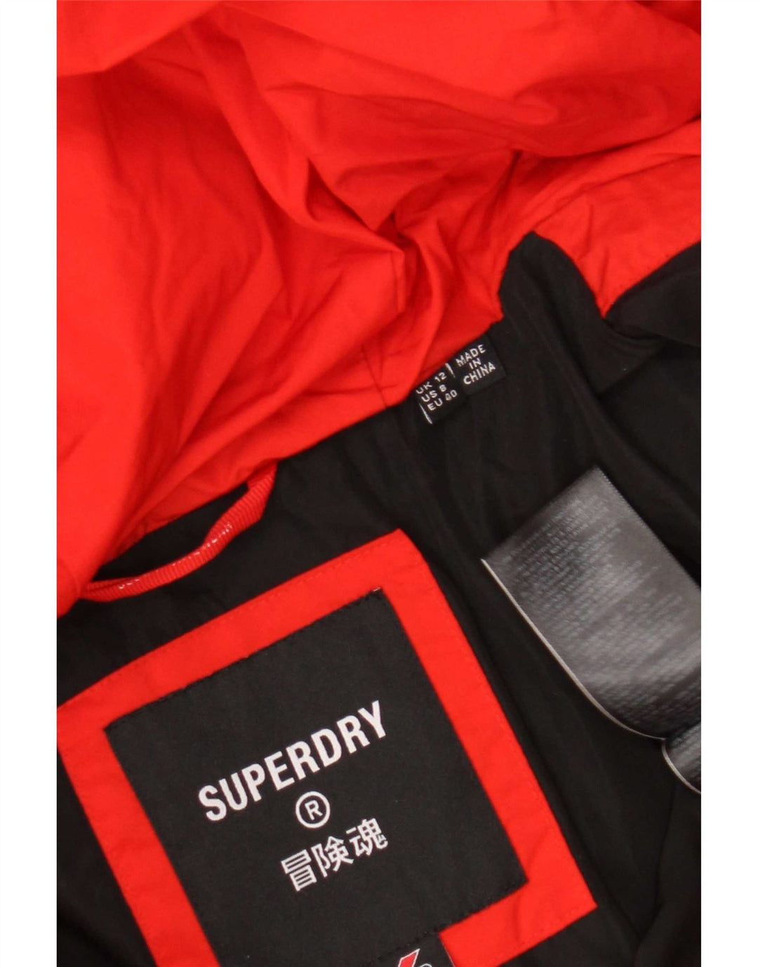 Superdry Polstret hættejakke til kvinder UK 12 Medium Rød Polyester