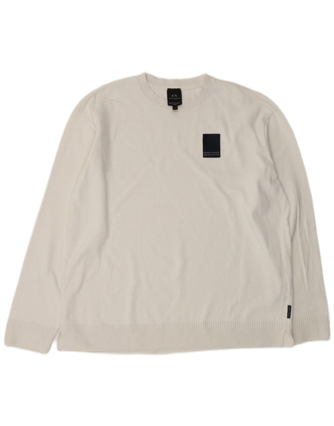 ARMANI EXCHANGE Herre Crew Neck Jumper Sweater Stor Hvid Bomuld