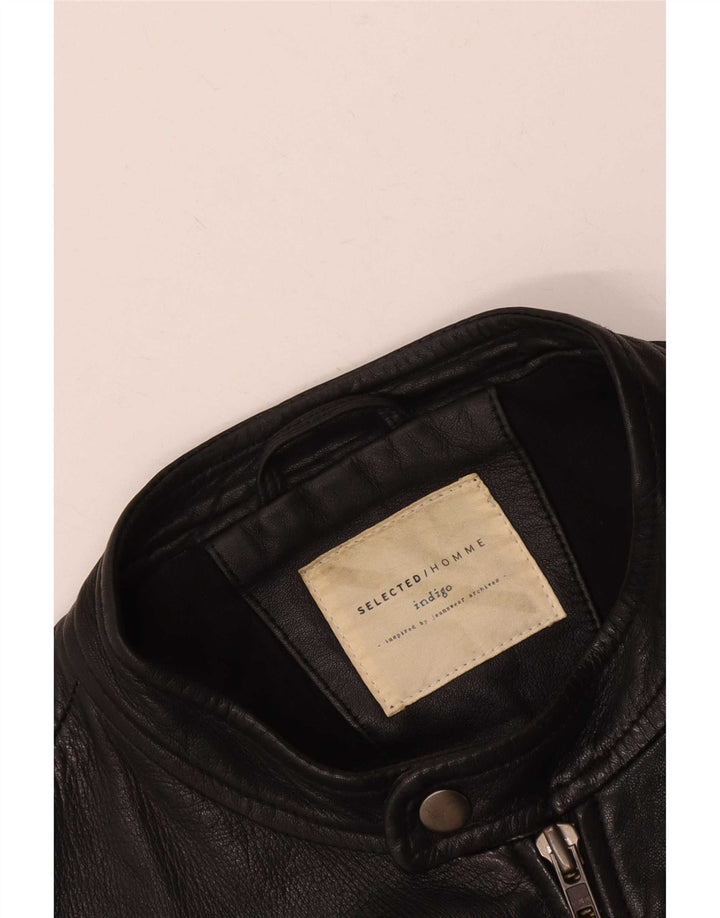 Selected Homme Herre Indigo Læderjakke UK 40 Large Black