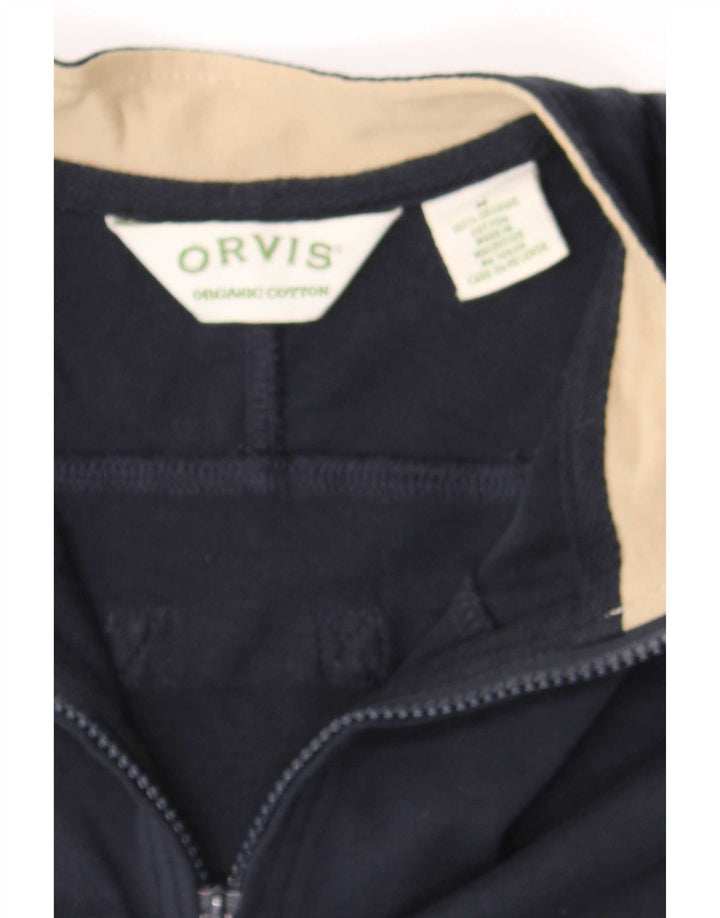Orvis Herre 1/4 Zip T-Shirt Top Medium Marineblå Bomuld
