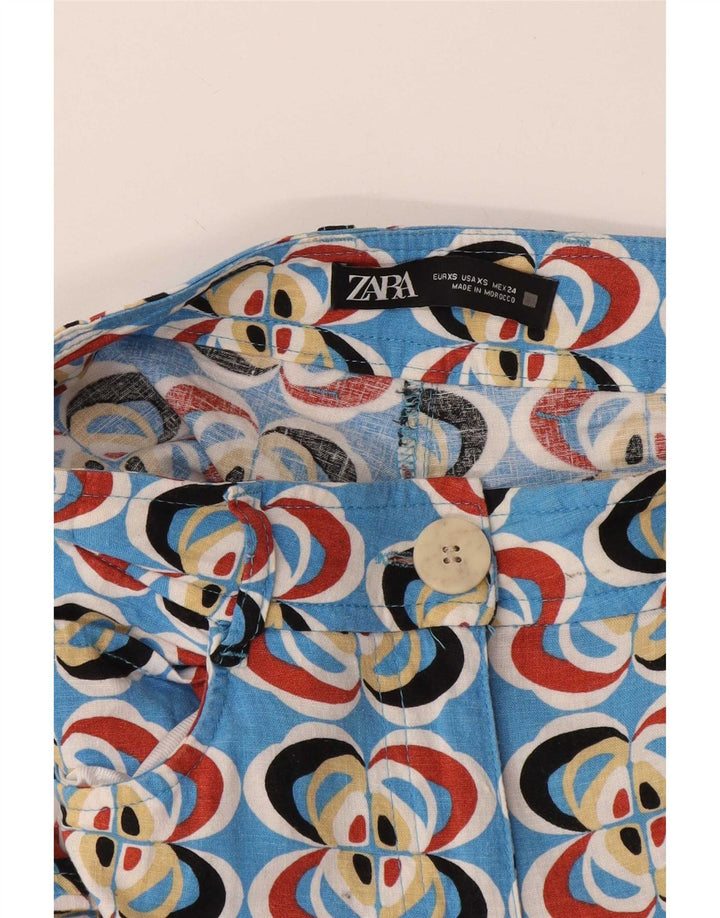 Zara Kvinders Abstrakt Mønster Casual Bukser XS W24 L28 Flerfarvet