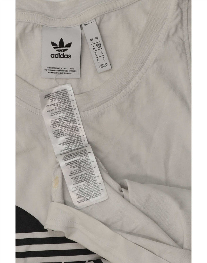 Adidas Dame Grafisk Vest Top UK 10 Small White Bomuld