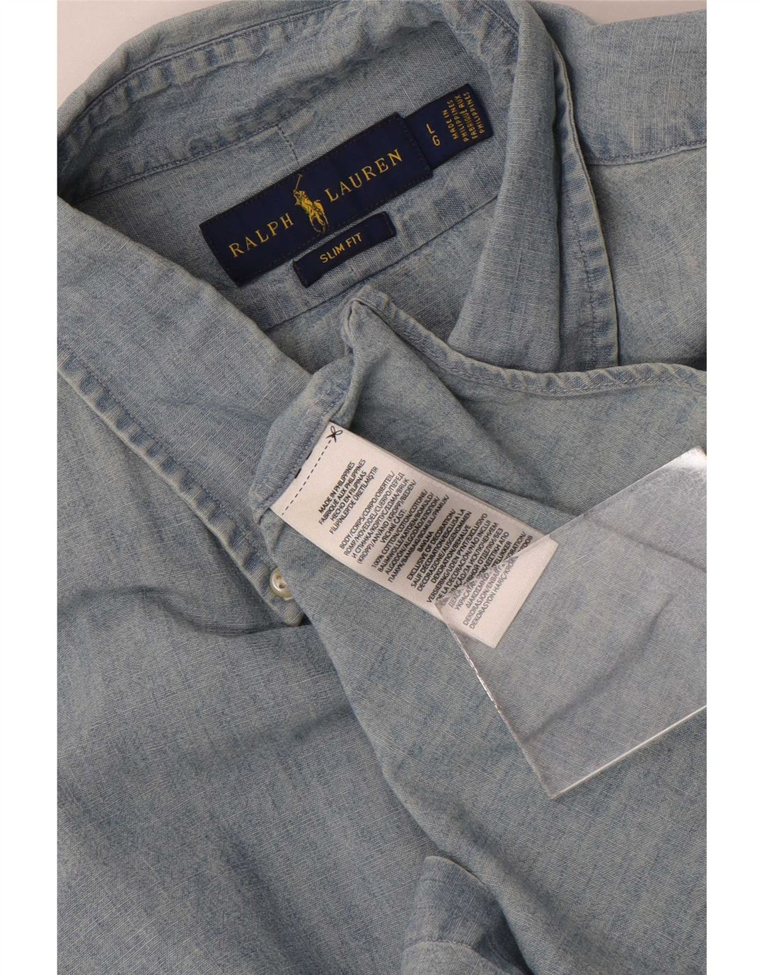 Ralph Lauren Herre Slim Fit skjorte Stor blå bomuld