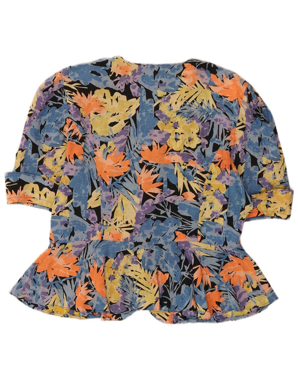 Vintage Dame 1/2-ærmet skjortebluse UK 16 Large Multicolored Floral