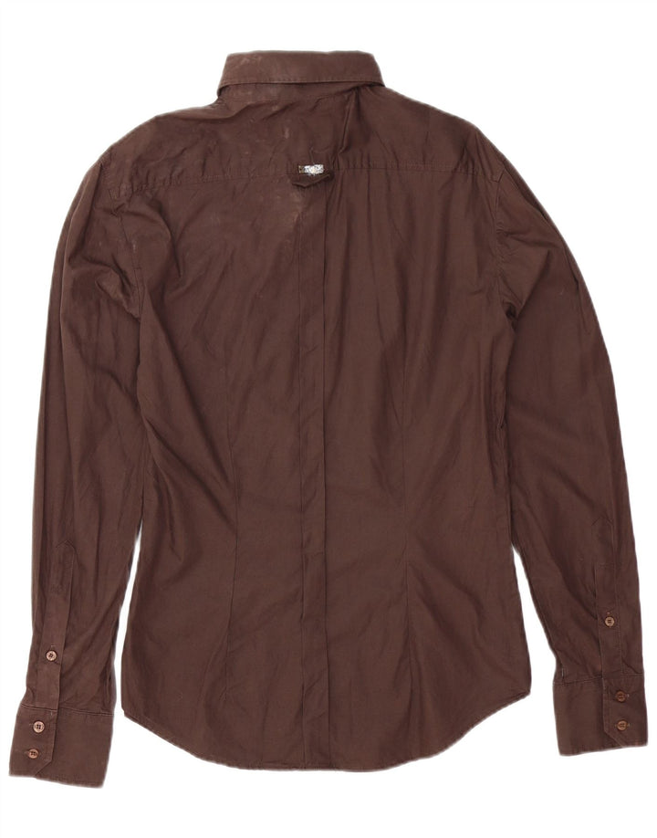 Just Cavalli Dameskjorte UK 14 Medium Brun Bomuld