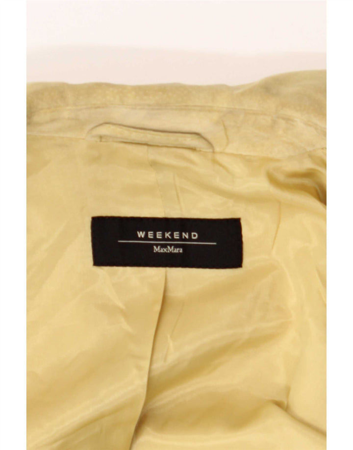 Max Mara Dame Weekend 3-knaps ruskindsblazerjakke UK 6 XS Beige Læder