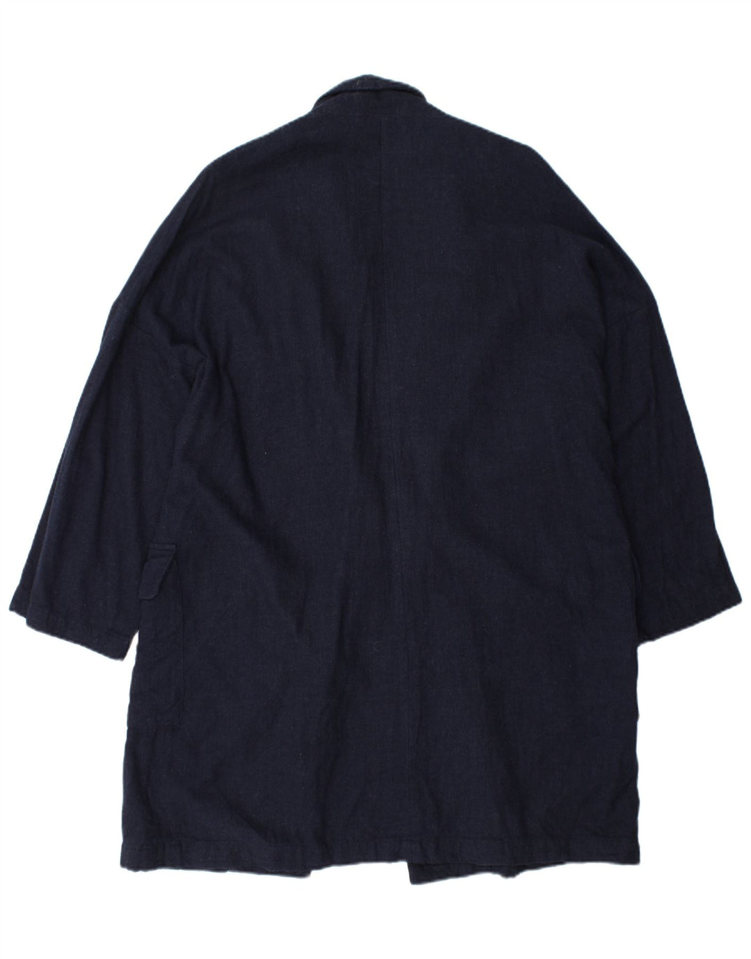ZARA Dame Oversized Overfrakke UK 16 Large Navy Blue Viscose