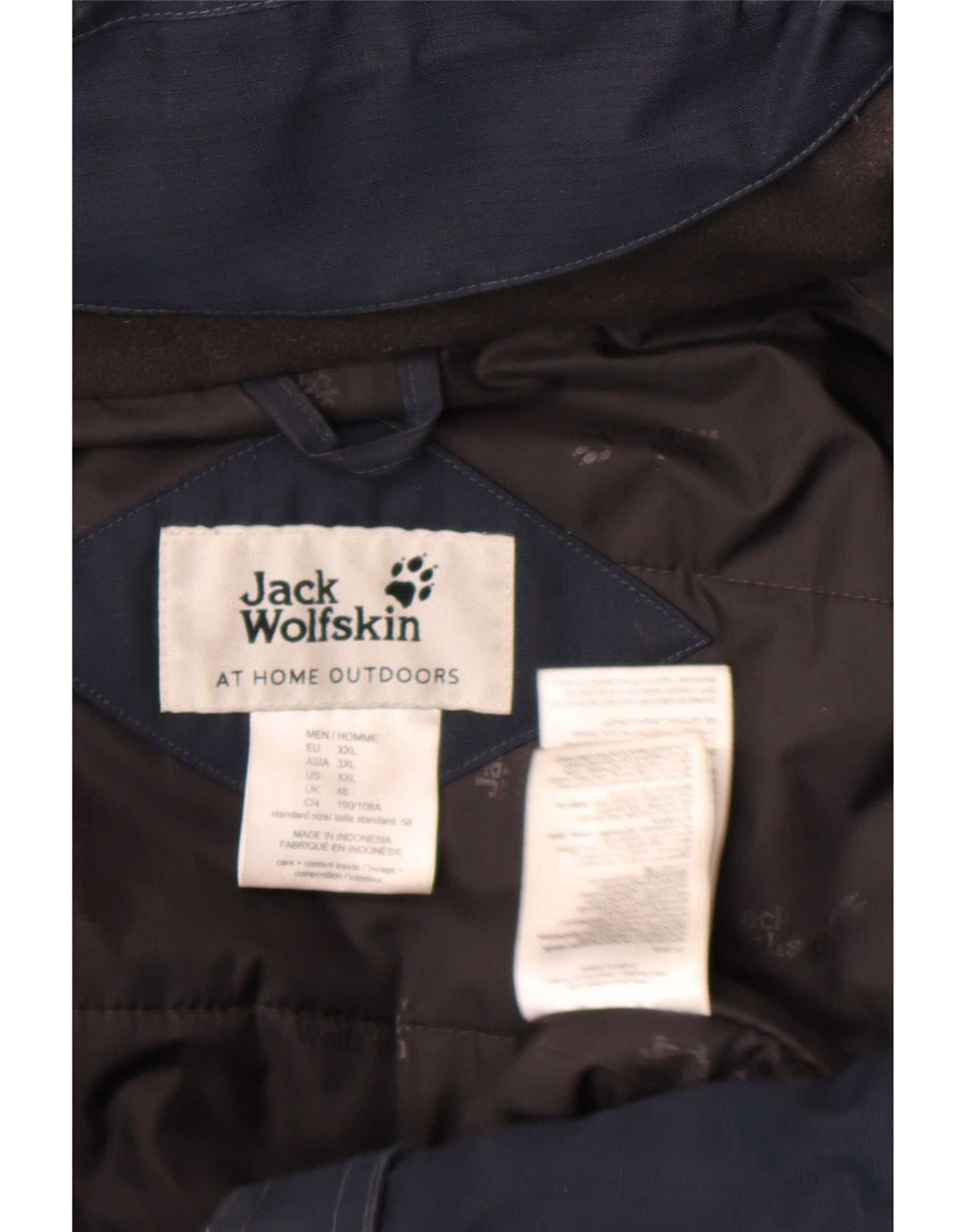 Jack Wolfskin Herre Hooded Windbreaker Coat UK 48 2XL Navy Blue Polyester